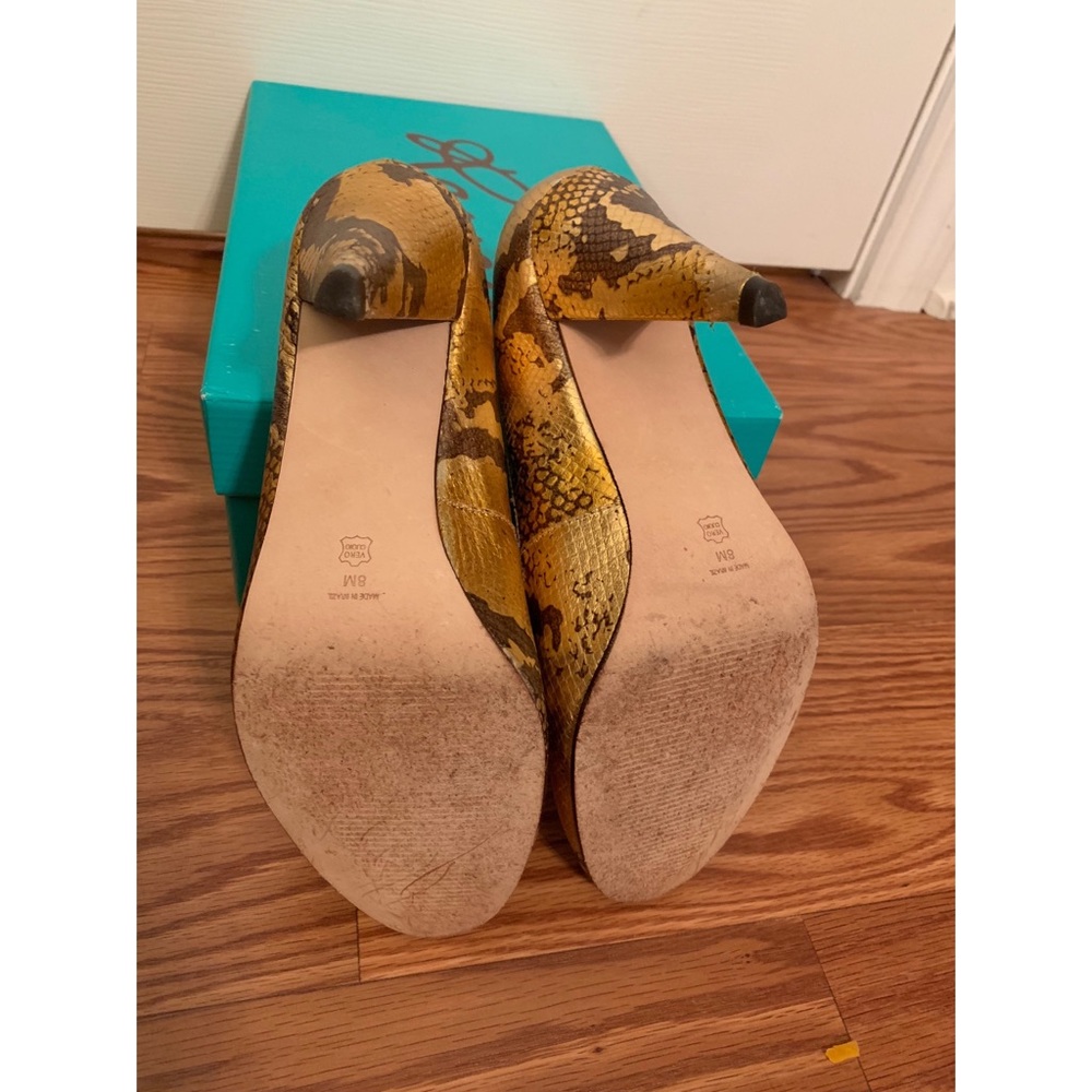 Euc Rowan Pippa Bronze Python Heels Sz 8 - image 3